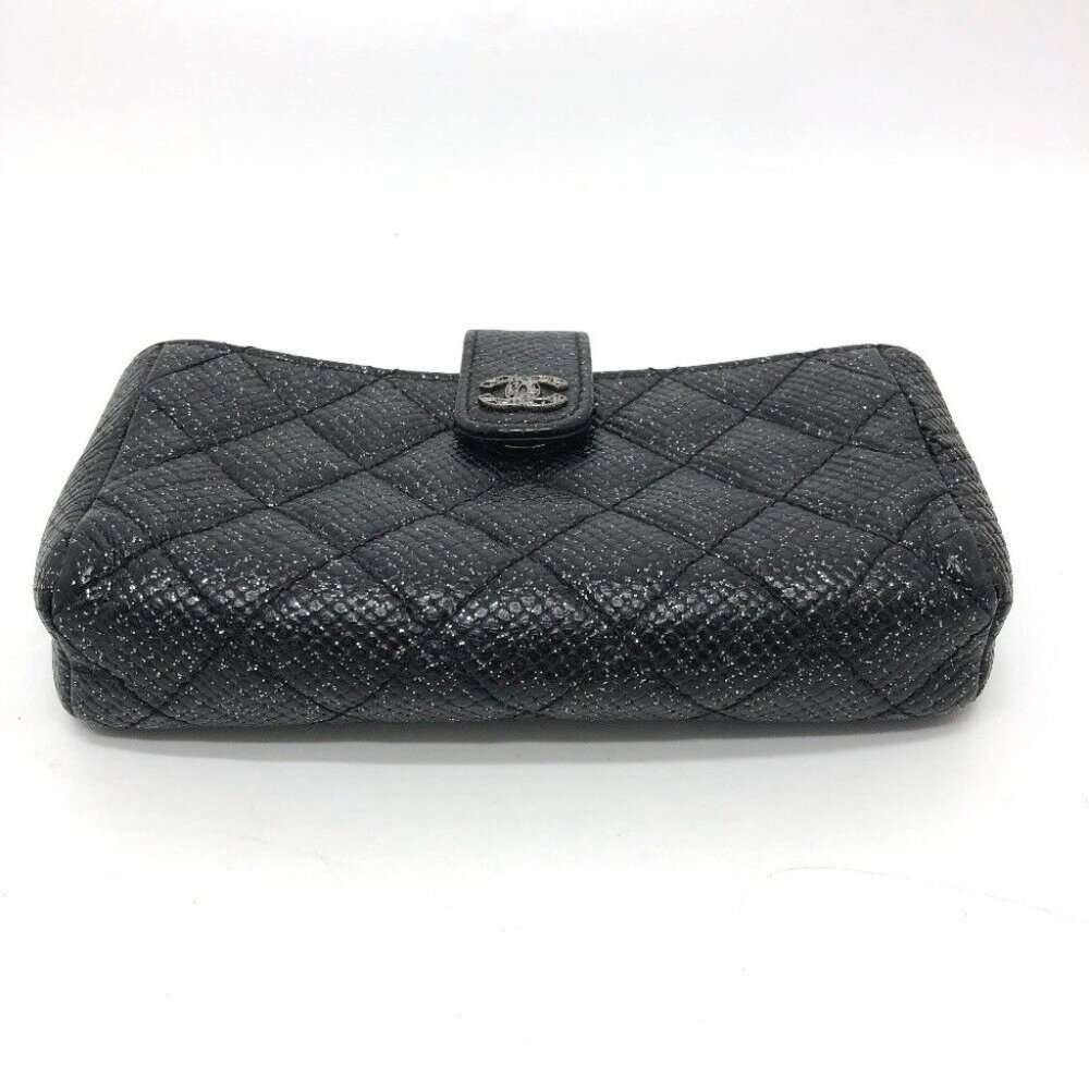 CHANEL CC Matelasse coin purse/Coin Compartment Pouch Leather Black/SilverHW - Picture 4 of 15